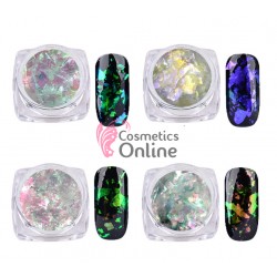 Paiete fulgi cameleon Amelie pentru unghii, set 4 bucati + 1 aplicator